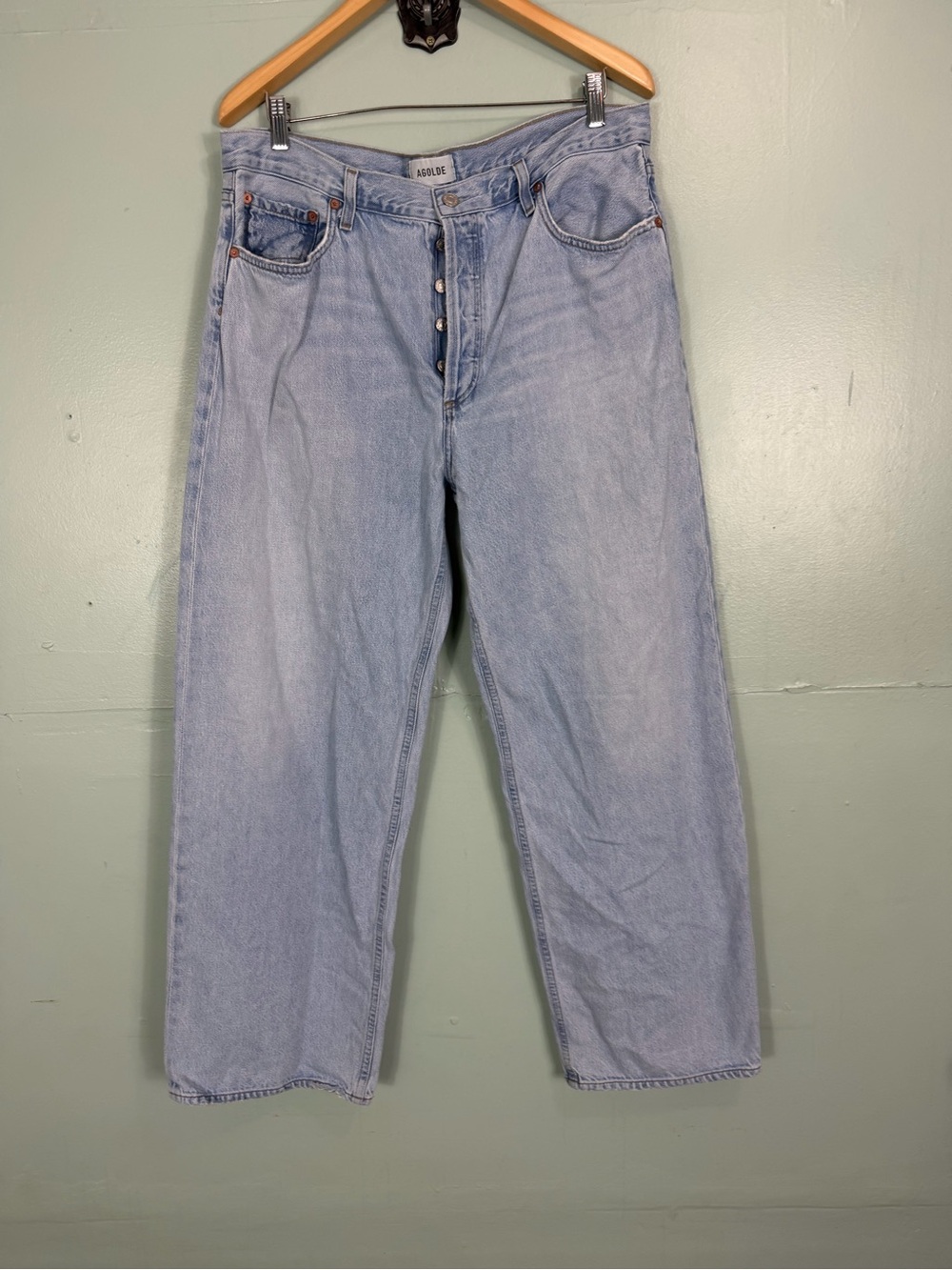 Agolde Low Slung Baggy Jeans In Blue Spark Size 31 Straight Leg